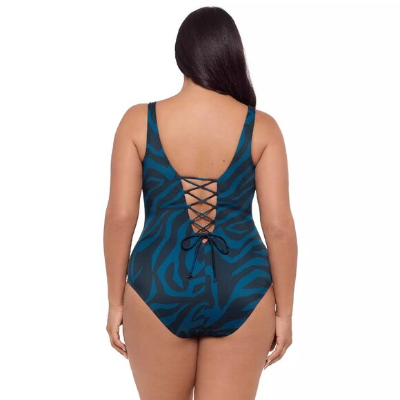 Women’s S3 Swim Shaping Square Neck Lace-Up One-Piece - Picture 2 of 2